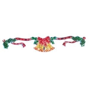 Vintage Noma Holographic Holly Bells Sign 60" 100 Light New Original Box 1990s